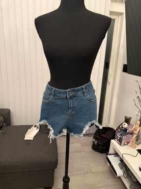 Blackheart Blue Distressed High-Rise Jean Shorts